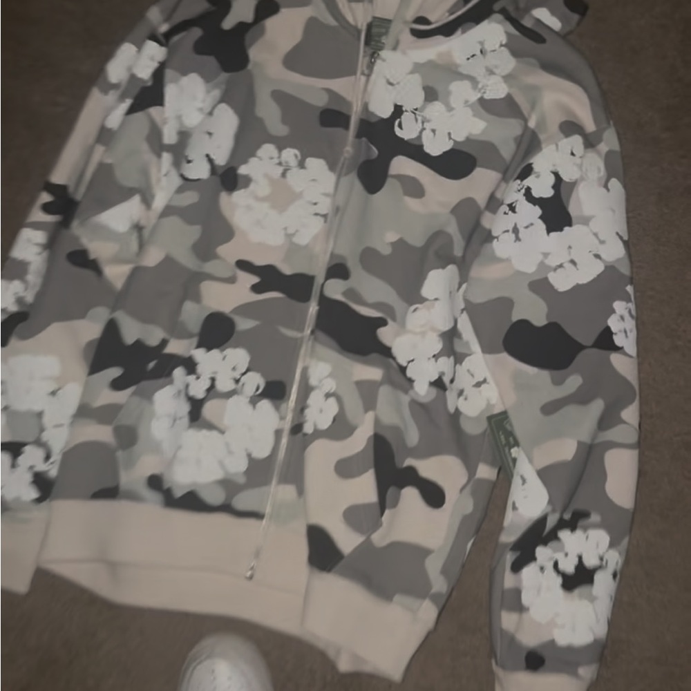 Camouflage Hoodie with Floral Design